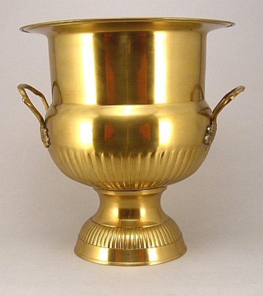Picture of Jumbo Wine Cooler Antique Gold Patina Finish on Brass Handles  | 13"Dx14.5"H |  Item No. K37909