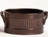 Picture of Brown  Finish on Metal Planter Oval Ribbed Surface Handles  Set/6 | 4"W x 6"L x 3"H |  Item No. 44487