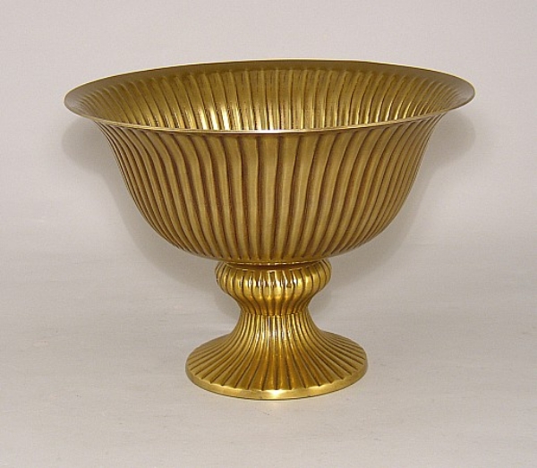 Picture of Compote Bowl Vase Gold Aluminum Revere Fluted Pedestal Base | 10"D x 7"H | Item No. 51361