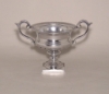 Picture of Compote Bowl Vase Polished Aluminum Handles Square Base  Set/2 | 6"D x 5"H | Item No. 51374