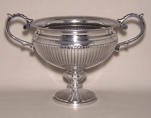 Picture of Compote Bowl Vase Polished Aluminum Handles Round Pedestal Base | 12"D x 11"H | Item No. 51375