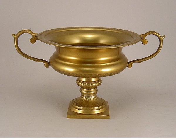 Picture of Antique Gold Compote Bowl Handles Square Base | 10"D x 8"H | Item No. 51472X  FREE SHIPPING