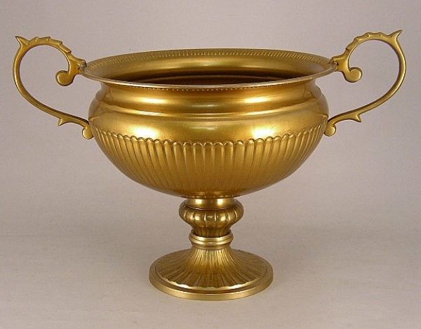 Picture of Antique Gold Pedestal Compote Bowl with Ornate Handles & Round Base | 12.00"D x 11.00"H | Item No. 51475