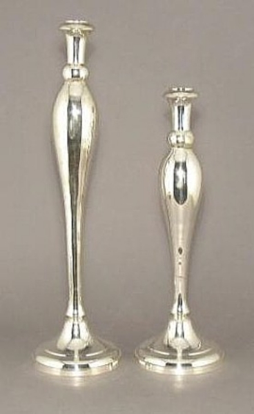 Picture of Silver Plated on Brass Candle Holders Tear Drop  Set/2  | 18" & 22"H |  Item No. K79431