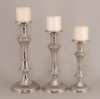 Picture of Nickel Plated Aluminum Candle Holder Round for Pillar or Taper Candle Set/3  | 10"-12"-14"High |  Item No. 51111