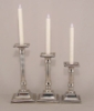 Picture of Nickel Plated Aluminum Candle Holder Square for Pillar or Taper Candle Set/3 | 8"-10"-12"High |  Item No. 51113