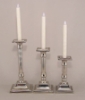 Picture of Nickel Plated Aluminum Candle Holder Square for Pillar or Taper Candle  Set/2  | 4.5"Sqx10"H |  Item No. 51108