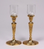 Picture of Brass Candle Holders Oval Embossed  Set/2  | 3"5" Oval Base, 10"High |  Item No. K01141