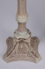 Picture of Ivory Patina on Brass Candle Holders Embossed with Etched Glass Shades Set/2  | 7.5"Dx35"H |  Item No. K52501