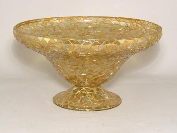 Picture of Bowl Mosaic Glass Gold Triangle Chips | 10"Dx5.5"H |  Item No. K66602