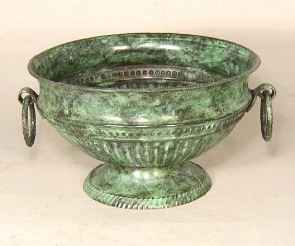 Picture of Verde Green Bowl Round with Ring Handles  | 8"Dx4.75"H |  Item No. K88312