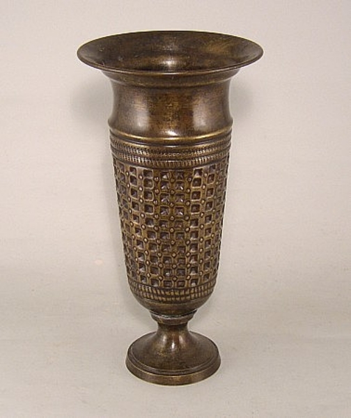 Picture of Dark Gold Finish On Brass Vase  Embossed Pattern | 7"Dx13.5"H |  Item No. K65201L