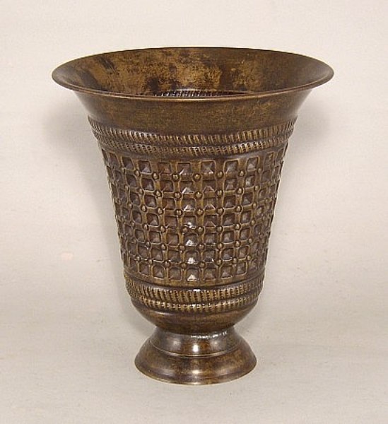 Picture of Dark Gold Vase Tapered Embossed Pattern | 7.5"Dx8.5"H |  Item No. K65205L
