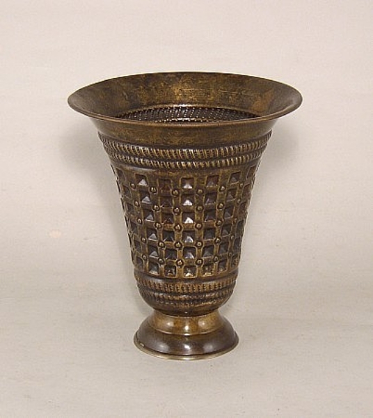 Picture of Dark Gold Vase Tapered Embossed Pattern | 6.5"Dx7.5"H |  Item No. K65205S