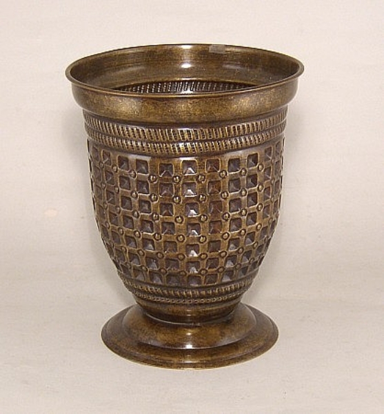 Picture of Dark Gold Finish On Brass Vase  Embossed Pattern | 6.5"Dx7.5"H |  Item No. K65204S