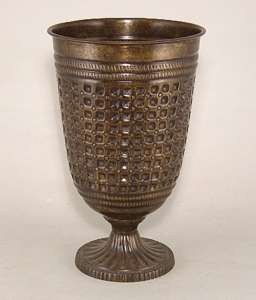 Picture of Dark Gold Finish On Brass Vase  Embossed Pattern | 6.75"Dx11"H |  Item No. K65202L