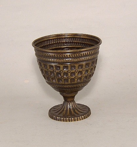 Picture of Dark Gold Finish On Brass Vase  Embossed Pattern | 5"Dx5.75"H |  Item No. K65202S
