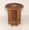 Picture of Hand Carved Shesham Wood Table on Folding 8-Penal Stand | 12"Dx12"H | Item No. K40002