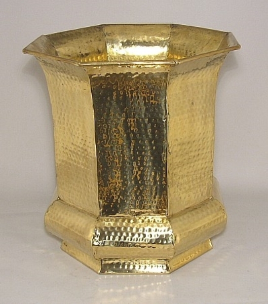Picture of Brass Planter Hammered Octagonal  For Silk Tree  | 15"Wx17"H |  Item No. K00595