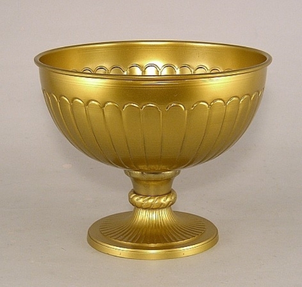 Picture of Antique Gold Compote Bowl with Lined Surface | 8"D x 6.5"H | Item No. 51446