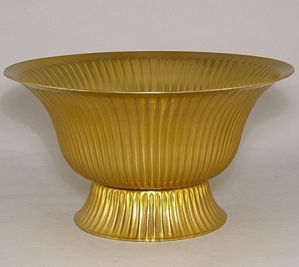 Picture of Antique Gold Compote Bowl with Vertical Lines | 12"D x 7"H | Item No. 51531 FREE SHIPPING