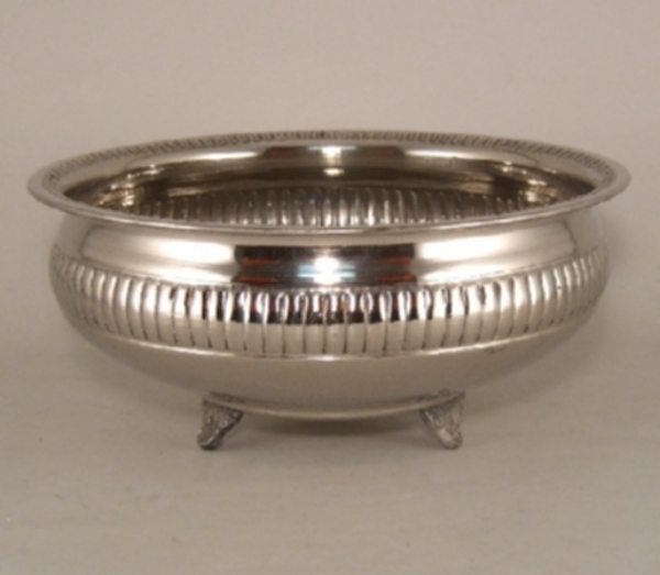Picture of Nickel Plated Compote Bowl  Ribbed | 10.5"D x 4.5"H | Item No. 51384  FREE SHIPPING