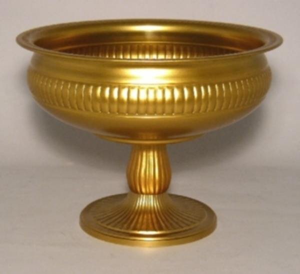 Picture of Antique Gold Compote Bowl with Ribbed Design |10.5"D x 7.75"H | Item No. 51481 FREE SHIPPING