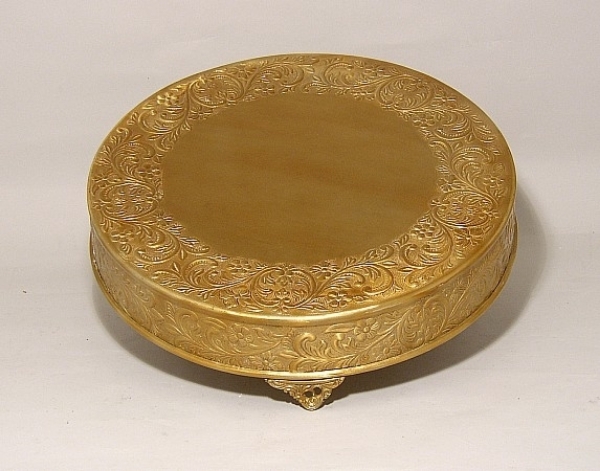 Picture of Antique Gold Cake Stand Round  | 18"D x 4.5"H |  Item No.37718X   Small Flaws