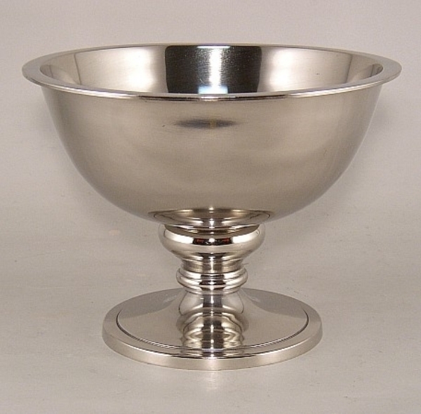 Picture of Nickel Plated  Cast Aluminum Bowl Round on Pedestal Base | 10"Dx7.5" |  Item No. K51311
