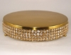 Picture of Gold Finish Metal Cake Stand 4-Rows of Honey Color Crystal Bead Border | 18"Dx4"H |  Item No. 16143