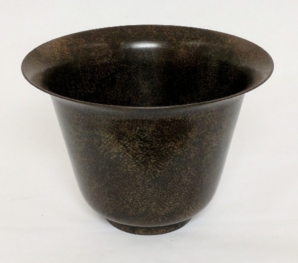 Picture of Dark Brown Patina on Brass Planter Tapered  | 10"Dx7" |  Item No. K64202L