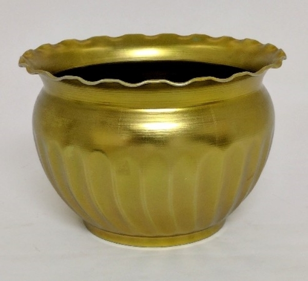 Picture of Antique Gold Finish on Metal Planter Fluted Wavy Rim | 8.5"Dx6"H |  Item No. K37163L