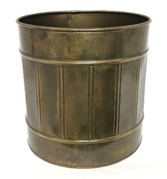 Picture of Dark Gold Finish Metal Planter Cylindrical for Silk Trees  | 12"Dx12"H |  Item No. K47484