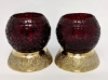 Picture of Red Mosaic Votive on Brass Base Pair #K90366   5"x6"H