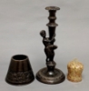 Picture of Bronze Candle Lamp with Metal Shade #K11110  5.5"Dx16.25"H