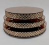 Picture of  Cake Stand Rose Gold Mirror with 4 Rows of Mirror Chips Border | 18"Dx 2.75"H |  Item No. 16203 FREE SHIPPING 