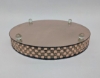 Picture of  Cake Stand Rose Gold Mirror with 4 Rows of Mirror Chips Border | 14"Dx 2.75"H |  Item No. 16201 FREE SHIPPING 
