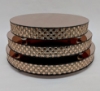 Picture of Rose Gold Mirror Cake Stand with 4 Rows of Square Mirror Chips Border |14"Dx 2.75"H |  Item No. 16201