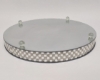 Picture of Cake Stand Silver Mirror with 4 Rows of Square Mirror Chips Border | 18"Dx 2.75"H |  Item No. 16206 FREE SHIPPING