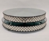 Picture of Cake Stand Silver Mirror with 4 Rows of Square Mirror Chips Border | 16"Dx 2.75"H |  Item No. 16205 FREE SHIPPING