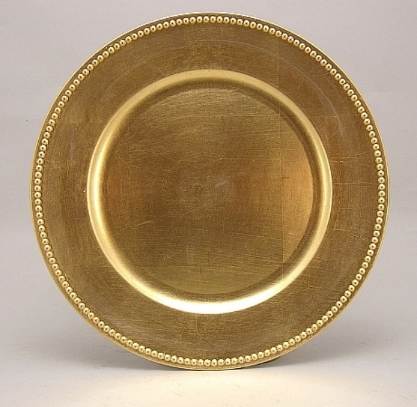 Picture of Charger Plate Gold Acrylic Bead Border Set/12  | 13"Diameter |  Item No. 44611