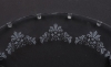 Picture of Cake Stand Laser Etched Round 24 Crystal Hanging Strands 4-Legs  | 16"Dx4.25"H | Item No. 20233 FREE SHIPPING