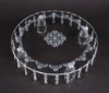Picture of Crystal Cake Stand Round Laser Etched 24 Hanging Strands 4-Legs  | 16"Dx4.25"H |  Item No. 20233