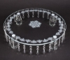 Picture of Cake Stand Laser Etched Round 32 Crystal Hanging Strands 4-Legs  | 18"Dx4.25"H |  Item No. 20234 FREE SHIPPING