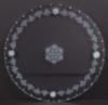 Picture of Cake Stand Laser Etched Round 32 Crystal Hanging Strands 4-Legs  | 18"Dx4.25"H |  Item No. 20234 FREE SHIPPING