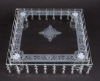 Picture of Cake Stand Laser Etched Square with 36 Crystal Hanging Strands 4-Legs  | 16"Sqx4.25"H |  Item No. 20235 FREE SHIPPING