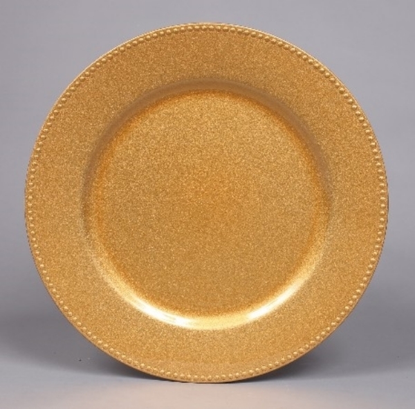 Picture of Charger Plate Gold Acrylic Bead Border Glitter Set/12  | 13"Diameter |  Item No. 44618