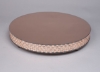 Picture of  Cake Stand Rose Gold Mirror with 4 Rows of Mirror Chips Border | 16"Dx 2.75"H |  Item No. 16202 FREE SHIPPING 