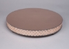 Picture of Rose Gold Mirror Cake Stand with 4 Rows of Square Mirror Chips Border | 16"Dx 2.75"H |  Item No. 16202