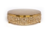 Picture of Gold Finish Metal Cake Stand 4-Rows of Honey Color Crystal Bead Border | 14"Dx4"H |  Item No. 16141